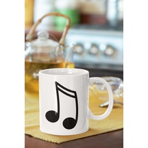 Müzik Notası Baskılı Porselen Kupa Bardak Beyaz