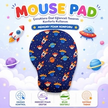 Black Flex Dijital Baskılı Çocuk Memory Foam Ergonomik Bilek Destekli Space Mause Pad