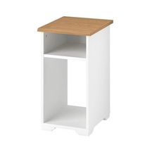 Bölmeli Yan Sehpa MeridyenDukkan Beyaz Renk 40x32 cm Meşe Görünüm-Açık Raf Sistemi