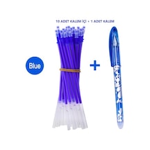 Isı Ile Uçan Silinebilen Refill Kalem Içi ve Kalem Mavi 11 Adet