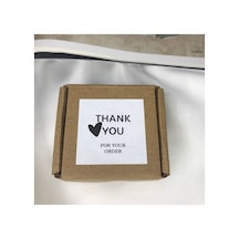 Thank You For Your Order Mat Etiket Siparişiniz Için Teşekkürler Black Kalp Kare 4.5 Cm - 40 Adet Çok Renkli