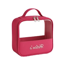 Şeffaf Seyahat Makyaj Çantası, Pembe Renkli, Pratik Kullanım