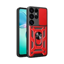 Samsung Galaxy  Uyumlu,  S26 Ultra Pars Lens Yüzüklü Silikon - Kırmızı