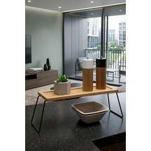Telly Metal Ayaklı Bambu Tezgâh Üstü Düzenleyici Raf/sunumluk/organizer 36x12x15 Cm Genel