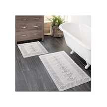 2 Li Bukle Banyo Takımı Banyo Tekstili/modern/doğal/sade/şık Kaymaz Taban -1066 Gri