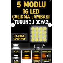 Astra Led 16 Led 5 Modlu Flaşlı Turuncu Beyaz Çalışma Lambası