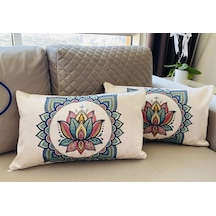 Çift Taraflı Mandala Desenli Dekoratif 2'li Yastık Kılıfı 35*55 cm