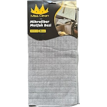 Miss Clean Mikrofiber Kareli Yüzey Cam Temizlik Bezi 40x40 Cm Süper Emici - Gri - 3'lü Gri