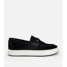 Hotiç Erkek Deri Süet Siyah Metal Detaylı Günlük Loafer
