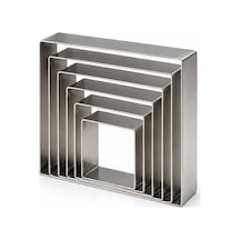 Fida Pasta Çemberi Kare Düz 0,8mm Yükseklik 10 Cm 12'li Set 8x8 Cm-30x30 Cm Arası 12 Ölçü Inox