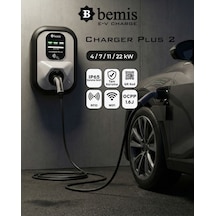 Bemis Charger Plus 2.nesil Elektrikli Araç Şarj Cihazı - 4/7/11/22 Kw - 5 Metre Kablolu 4/7/11/22 Kw