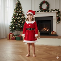 Kız Çocuk Yılbaşı Noel Temalı Noel Baba Elbisesi Diğer