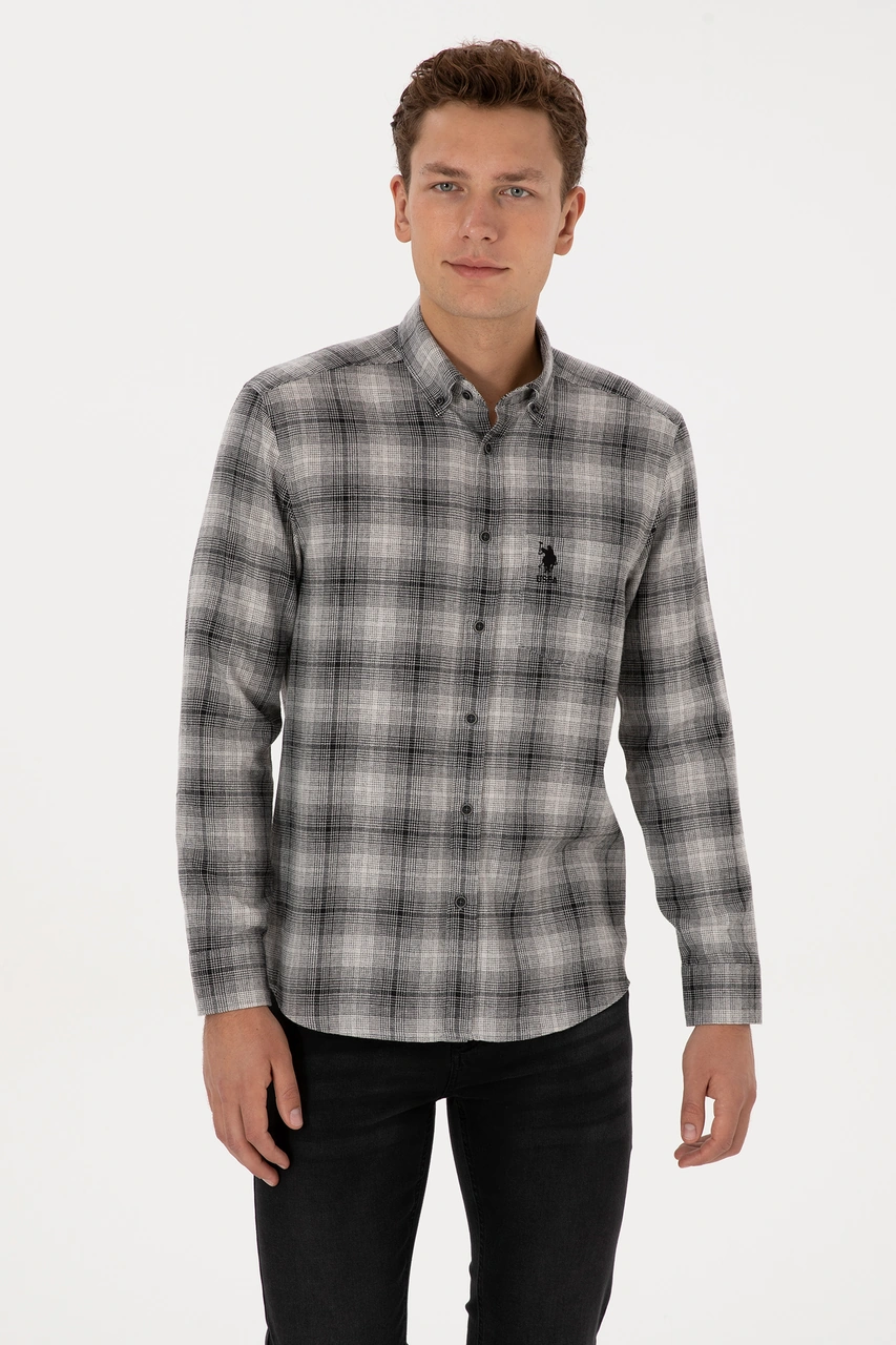 U.s. Polo Assn. Erkek Siyah Gömlek Desenli 50308583-vr046 Siyah