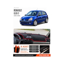 Renault Clio Symbol Airbagli 2003-2006 Uyumlu Torpido Örtüsü - Siyah-kırmızı - Re012