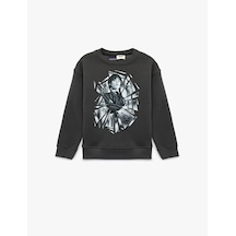 Koton Lisanslı Wednesday Baskılı Uzun Kollu Bisiklet Yaka Oversize Sweatshirt Antrasit 6wkg10555ak Antrasit