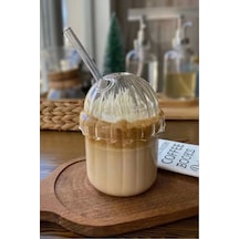 Çizgi Kapaklı 430ml Pipetli Bardak Isıya Dayanıklı Eggglass Pinterest Bardak Kahve Sunum Bardağı