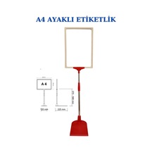 1 Adet K-B A4 Ayaklı Etiketlik Sepet Etiketi Çerçeveli Etiketlik Kırmızı Beyaz