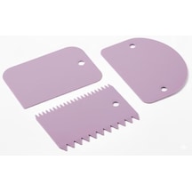 3 Lü Hamur Kazıyıcı Ve Şekillendirici Set Pasta Spatulası Seti Kek Kreması Düzleştirici, Hamur Kesici, Fondan Şekillendirici, Dişli Kenar Dekor Aparatı