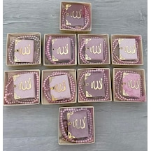 10 Lu Hediyelik Dağıtmalık Püsküllü Mini Kuranı Kerim Ve Tesbih Seti Kutulu Açık Pembe Renk