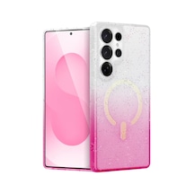 Samsung Galaxy Uyumlu S24 Ultra Pummel Shiny Magsafe Kapak - Pembe Bz8683140861537