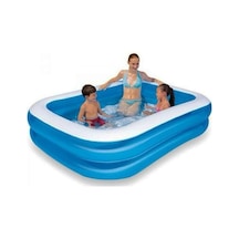 Bestway 12819 Kare Aile Havuzu - 2 Halkalı Mavi Şişme Havuz 400 Lt, 2.11x1.32x0.46 M- 3'li Paket