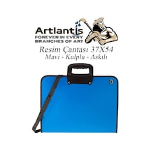 Mavi Resim Çantası Fermuarlı Kulplu 37x54 Cm 1 Adet Teknik Resim Dosya Çantası 35x50 Cm Askılı Proje Çantası Okul Sınıf