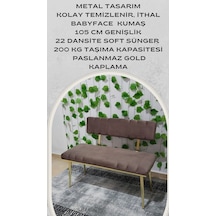 Özcan Metal Metal Ayaklı Sırtlı Gold Mutfak Salon Antre Yatak Odası Puf Bank Oturak Bench Kahverengi