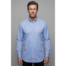 Bisse Regular Fit Klasik Yaka Düğmeli Mavi Erkek Gömlek Gmkls4pal224003 D35