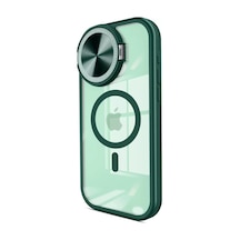 Newface Apple İphone 14 Pro Max Kılıf Teleskop Lens Magsafe Silikon Kapak - Koyu Yeşil