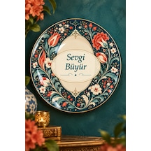Dekoratif Duvar Tabağı Gönülden Sözler Dekorlu Seramik Tabak Beyaz