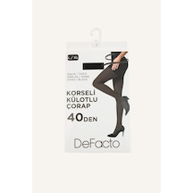 Defacto Kadın Korseli 40 Den Parlak Külotlu Çorap I6957axnsbk23 Siyah-bk23