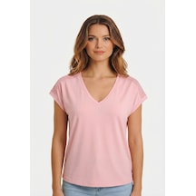 Only Onlfree Life S/s V-neck Lace Top Jrs Kadın T-shirt 15369294 Pembe