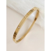 Limezon Taşlı Kadın Çelik Bileklik Altın