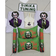 Joker Beyaz Servis Kılıfı Ön Ve Arka 4parça Takım Ve Otomobil Boyun Yastığı 2'li Ve Kemer Kılıfı 2'l