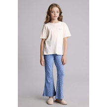 Defacto Tişört Alt 2li Pijama Takımı Kız Çocuk H2655a826sper99 Ekru-er99