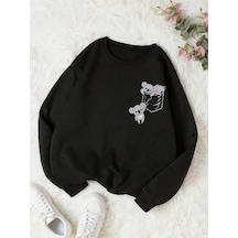 Startmore Coke Serisi Koala Print Thermal Lined Sweatshirt Siyah