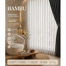 Yeni Sezon Soft Bambu Model Tül Perde Kırışmaz 1/2 Seyrek Pileli Modern-şık Tasarım Ekru