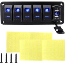 Xuweiwei 6 Yol 4x4 Alüminyum Joystick Paneli Çift Usb 42a Hızlı Şarj Mavi Led Aydınlatma Voltaj Göstergesi Otomotiv Aksesuarı