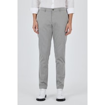 İmza Gri Desenli Armürlü Yan Cep Düz Paça Comfort Fit Pamuklu Casual Chino Pantolon 1003250122 Gri