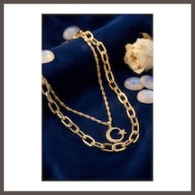 Bezos Gold Renk Pirinç Ay Yıldız Model Kombin Kadın Kolye Nxrlvng