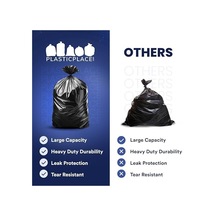 Plasticplace - W55ldbs1 55-60 Galon Çöp Poşeti 1,7 Mil Eq Siyah Çevre Dostu Ağır Hizmet Çöp Kovası Astarları - 96,5 Cm X 147,3 Cm 100 Adet Siyah