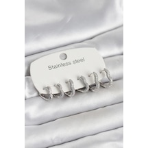 316l Çelik Gümüş Renk 6'lı Set Kalp Form Kadın Küpe Elk-bjtıeg Çok Renkli 29391684