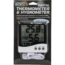 Growers Edge Büyük Ekran Dijital Termometre - Nem Ölçer - Saat / Thermometer / Hygrometer