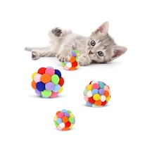 2 Adet Çıngıraklı Zilli Peluş Kedi Topu 7 Cm Büyük Boy Sesli Kedi Oyuncağı, Dayanıklı Yumuşak Toplar, Enerji Atıcı İnteraktif Oyun Topu El Yapımı