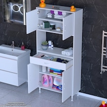 Modilayn Arda Banyo Dolabı 70x173x32,5cm 1 Çekmece 4 Kapak Ve 5 Raflı İhtiyaca Uygun Kolay Kurulum Beyaz