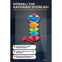 Dönerli Top Kaydırağı Oyunu 3 Toplu Potalı Kule, 24+ Ay Bebek Gelişim Oyuncağı Bx-316132