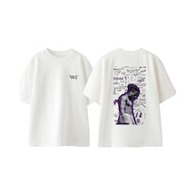 Thewert Xxxtentacion 1 Tasarım Sırt Baskılı Pamuk Beyaz Oversize T-shirt