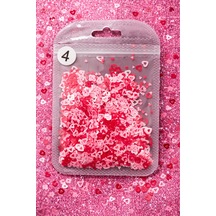 Hollow Heart Confetti Nail Art Dekor Pink & Red Mix No:04