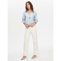 Faik Sönmez Wide Leg Fit Likralı Jean Pantolon W26jpn011 Uw26jpn01173 Ekru