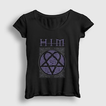 Presmono Kadın Roses Him T-shirt Siyah